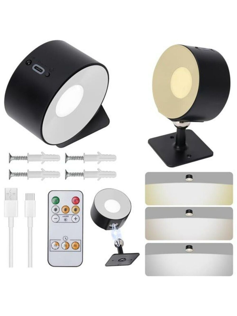 Rechargeable Wall Lights for Bedroom Remote Control Wireless Battery Operated